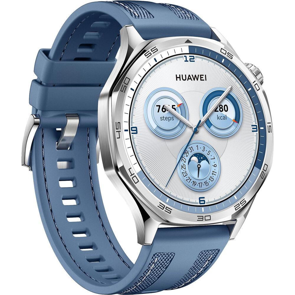 HUAWEI Watch GT 5 okosóra, kék szőtt szilikon szíj, 46mm